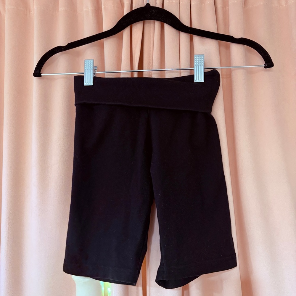 Aerie Black Fold-Over Waist Biker Shorts